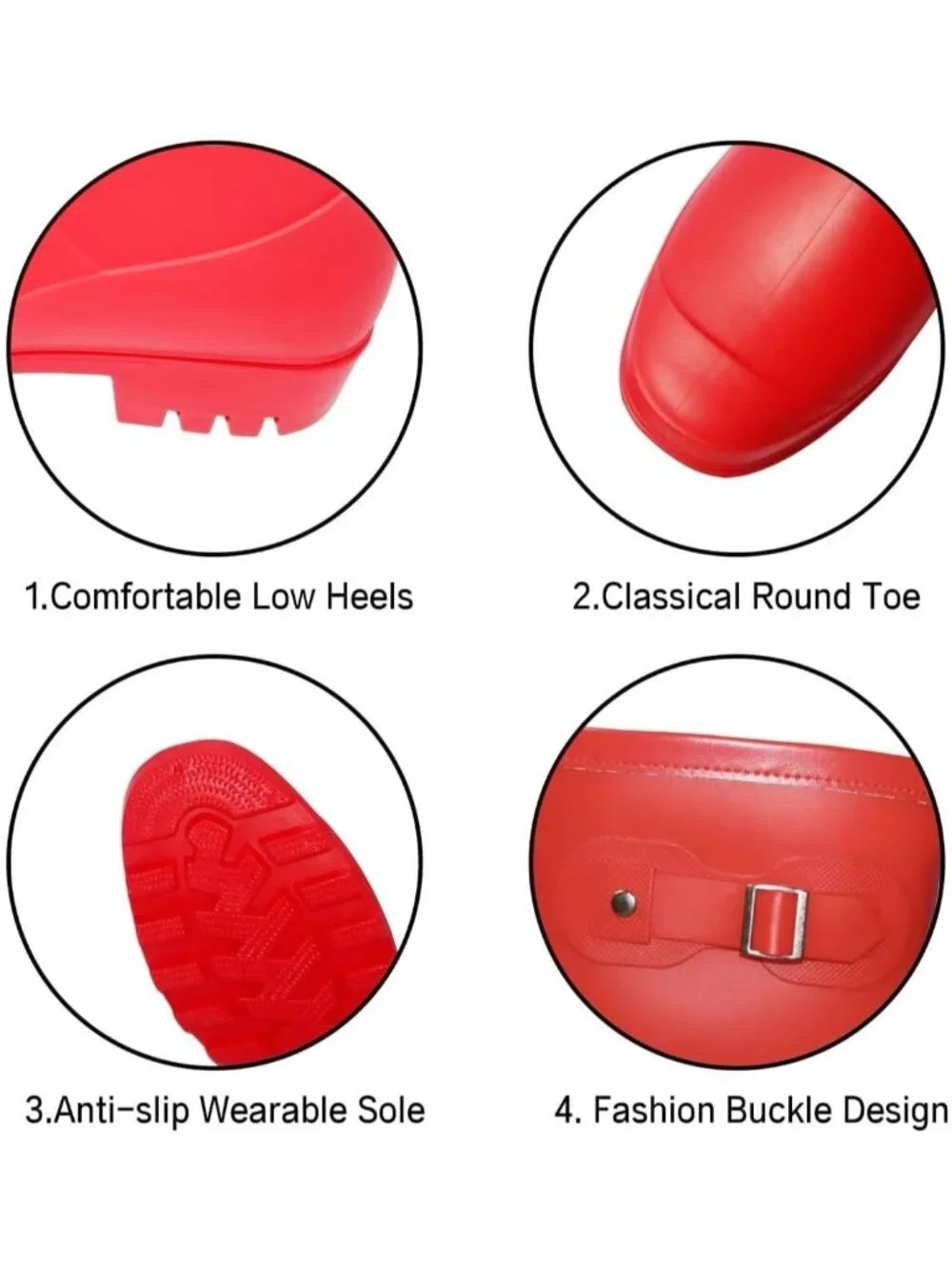 Women's Red Mid Calf Rain Boots Waterproof Anti-slipping Rainboots Rain Shoes